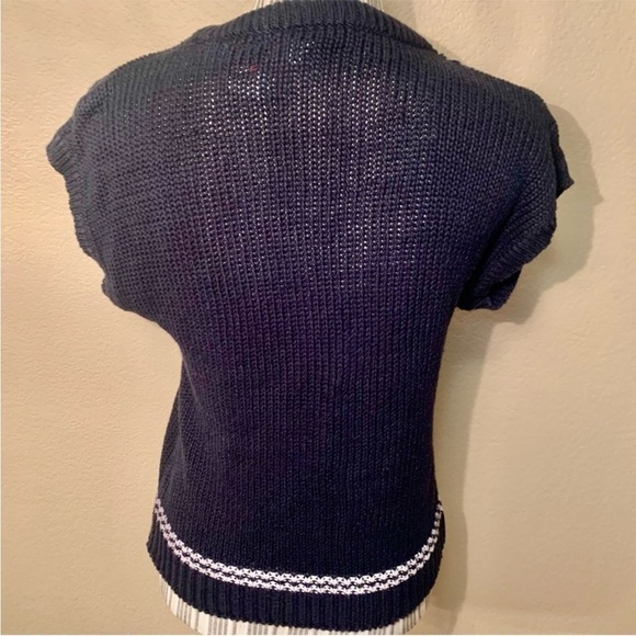 Laurente Rome Paris Sweater Large Black White Design Short-Sleeve Sweater Vest - Picture 4 of 15